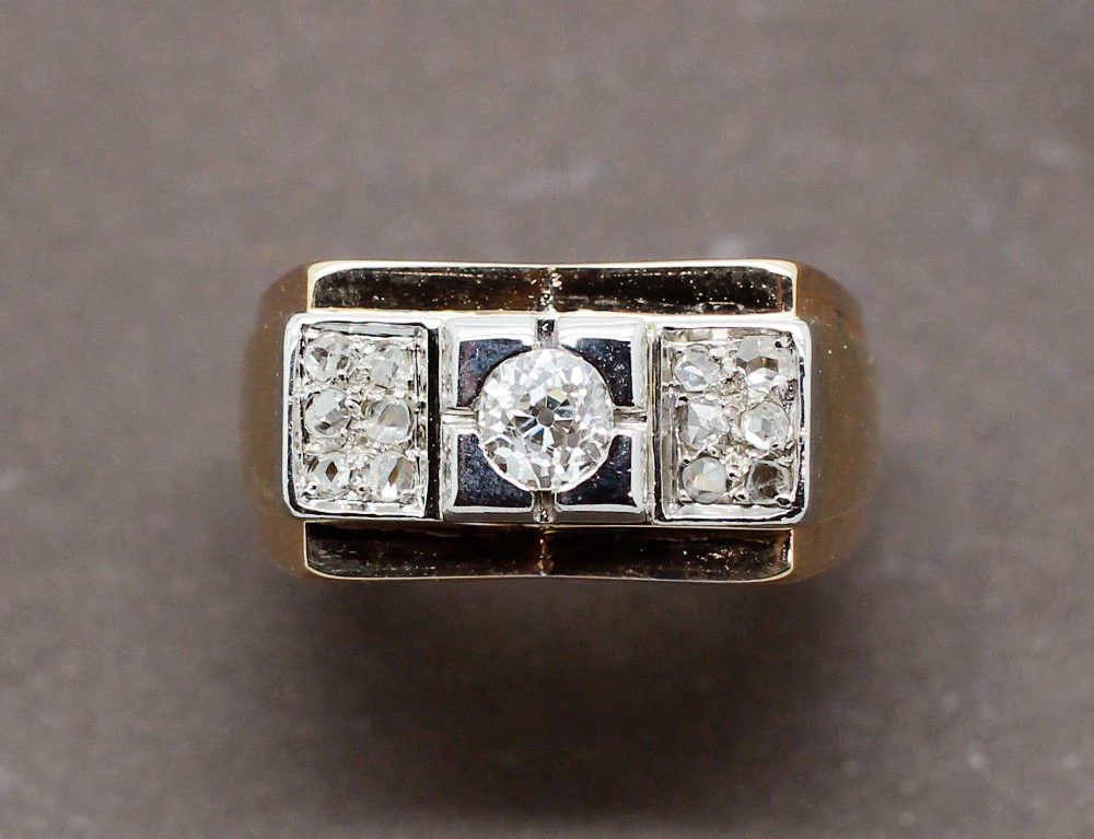 Bague Tank Or Jaune et Diamants - Image 3