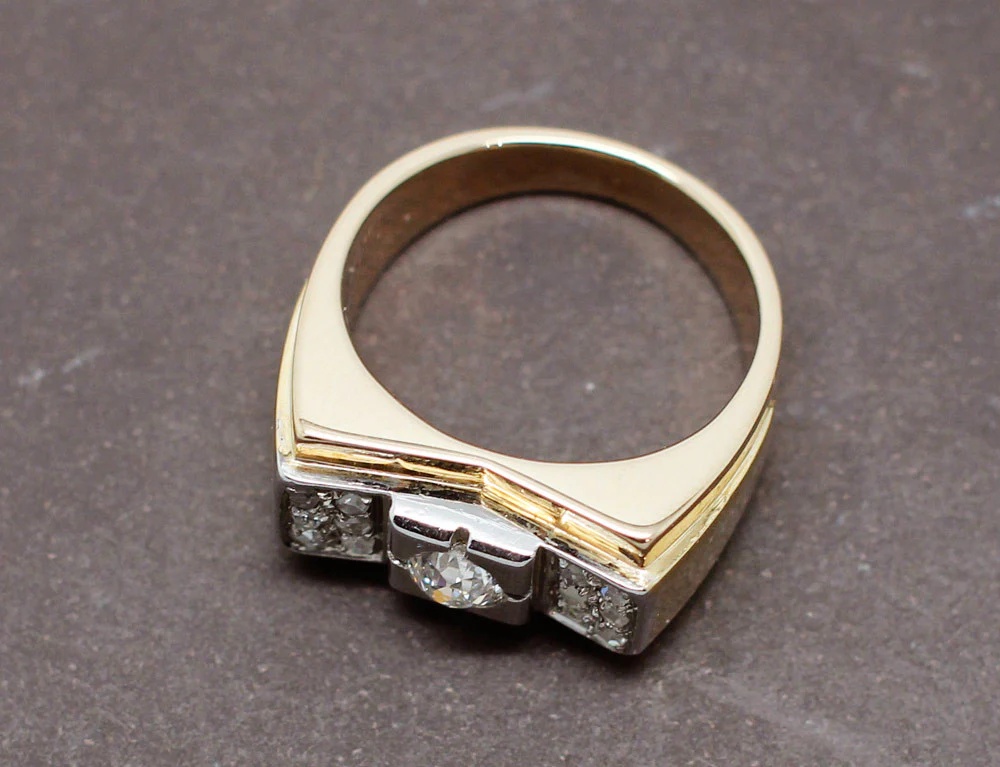 Bague Tank Or Jaune et Diamants - Image 7