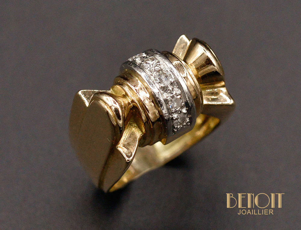 Bague Tank Noeud Diamants