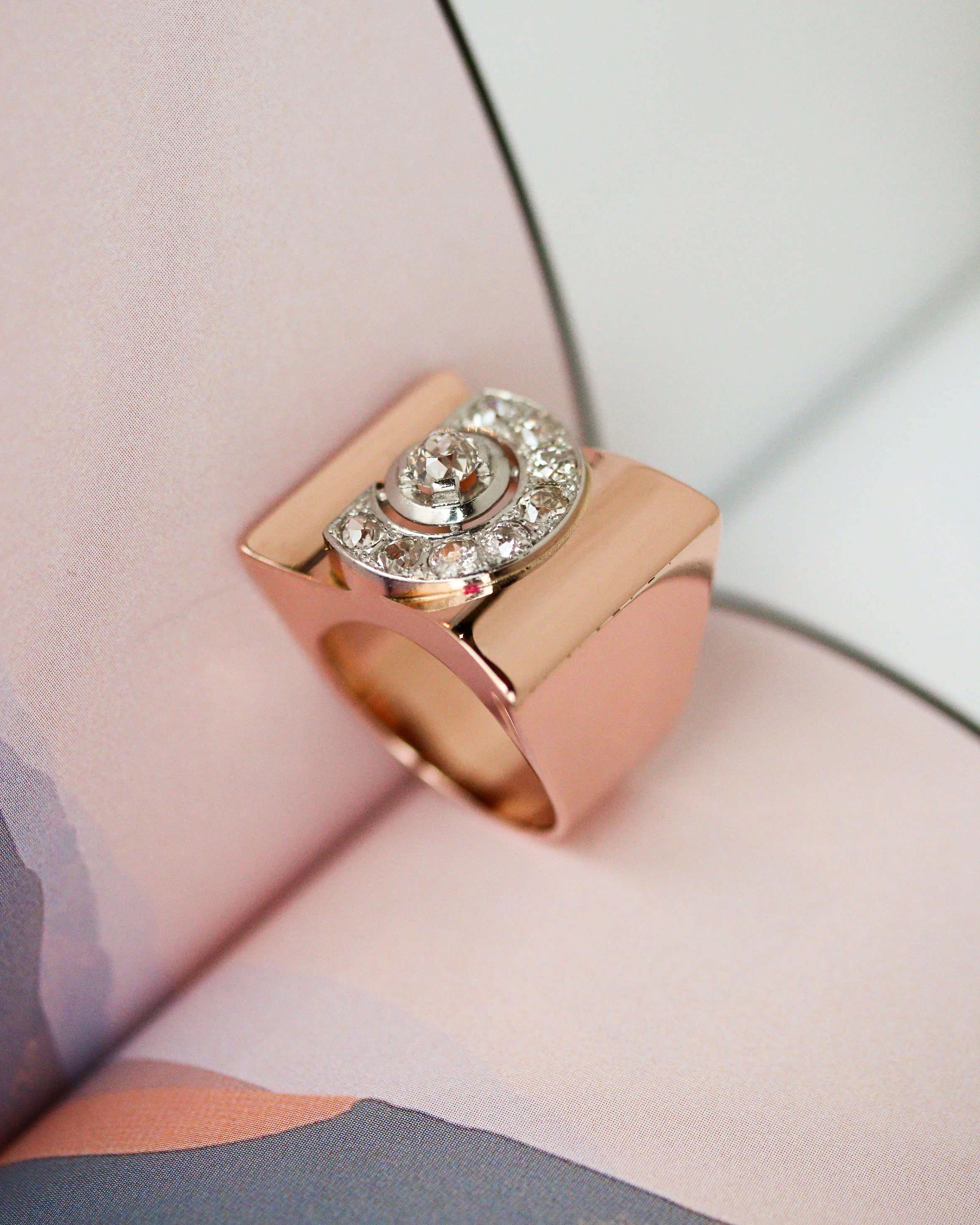 Bague Tank Or Rouge et Diamants - Image 3