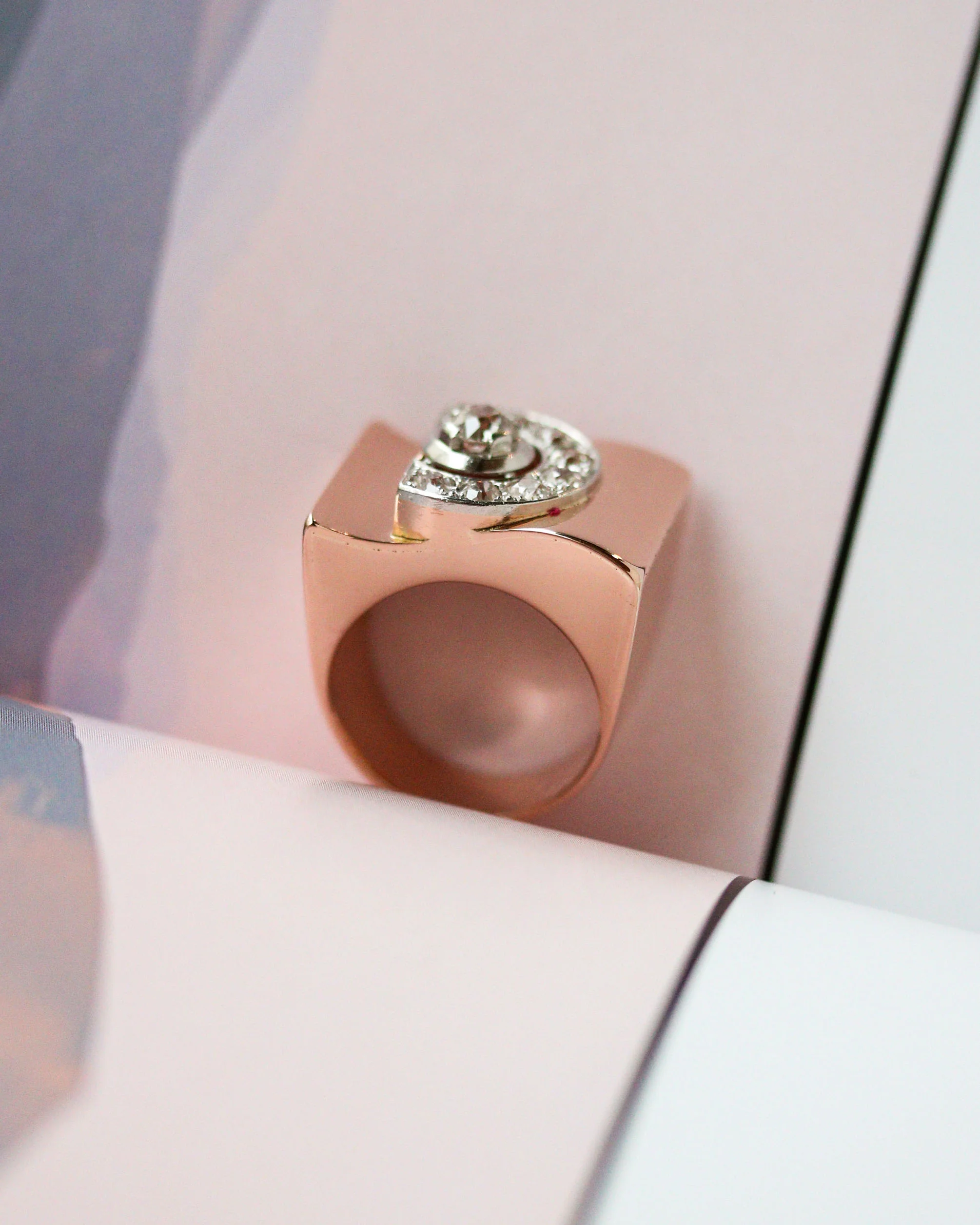 Bague Tank Or Rouge et Diamants - Image 6