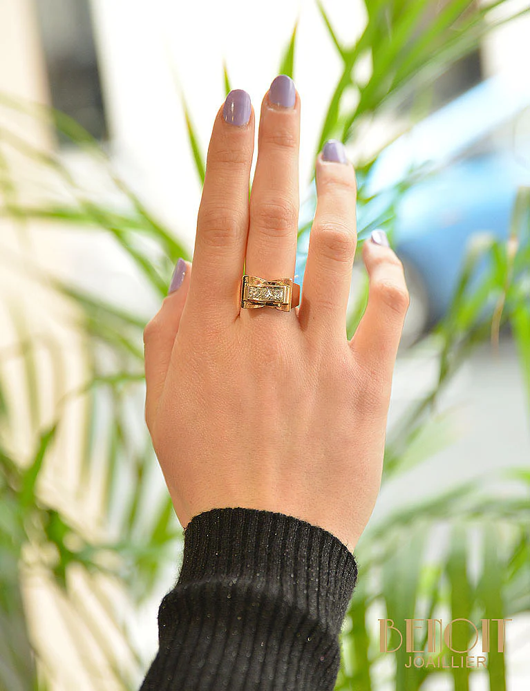 Bague Tank Or Rose et Diamants - Image 6