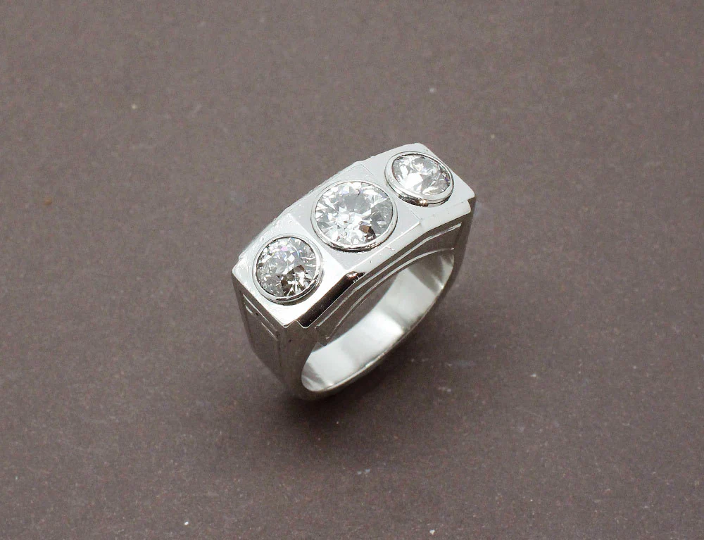 Bague Tank Platine et Diamants
