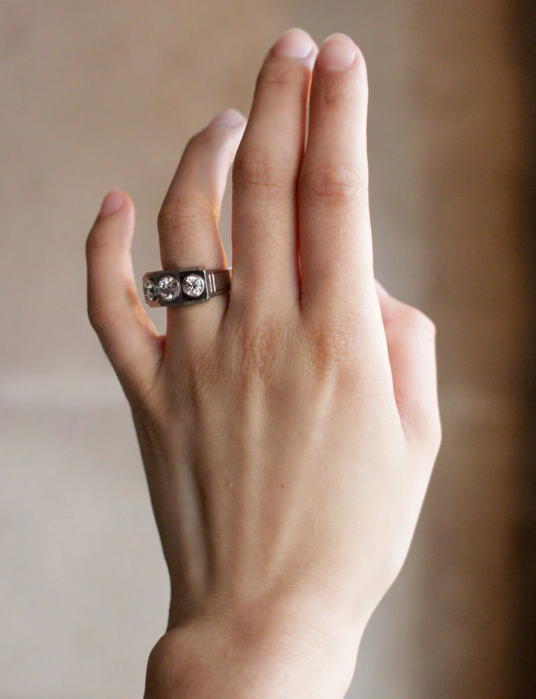 Bague Tank Platine et Diamants - Image 6