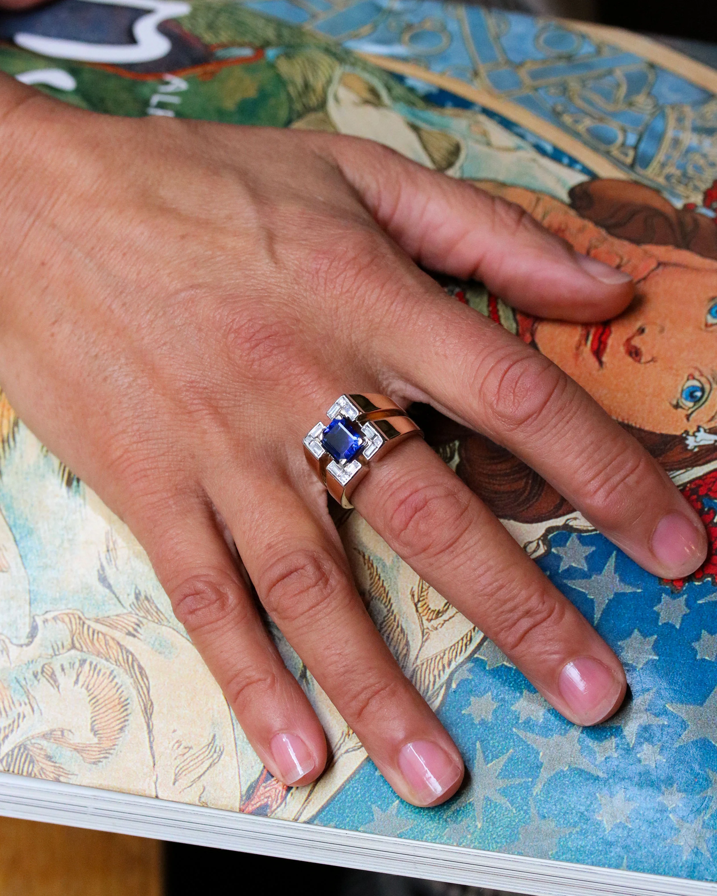 Bague Tank Saphir et Diamants - Image 2