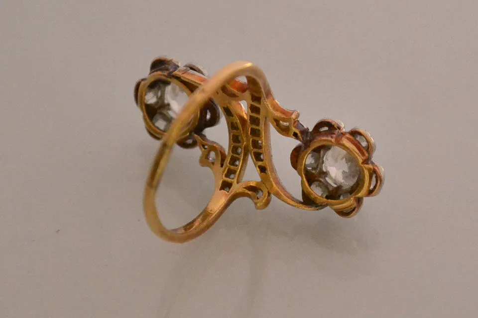 Bague Toi et Moi Ancienne Diamants et Or - Image 2