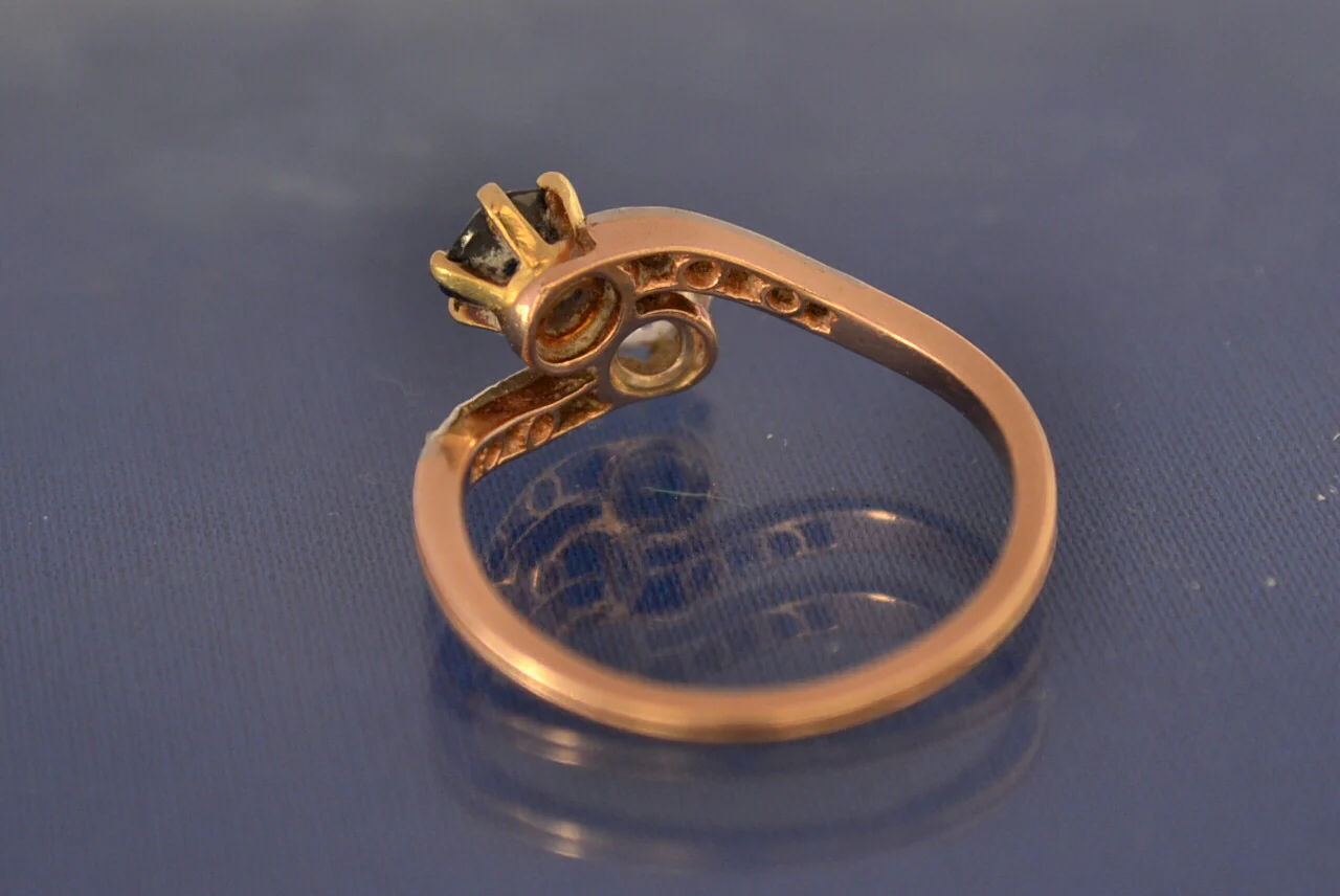 Bague Toi et Moi Ancienne Saphir et Diamants - Image 3