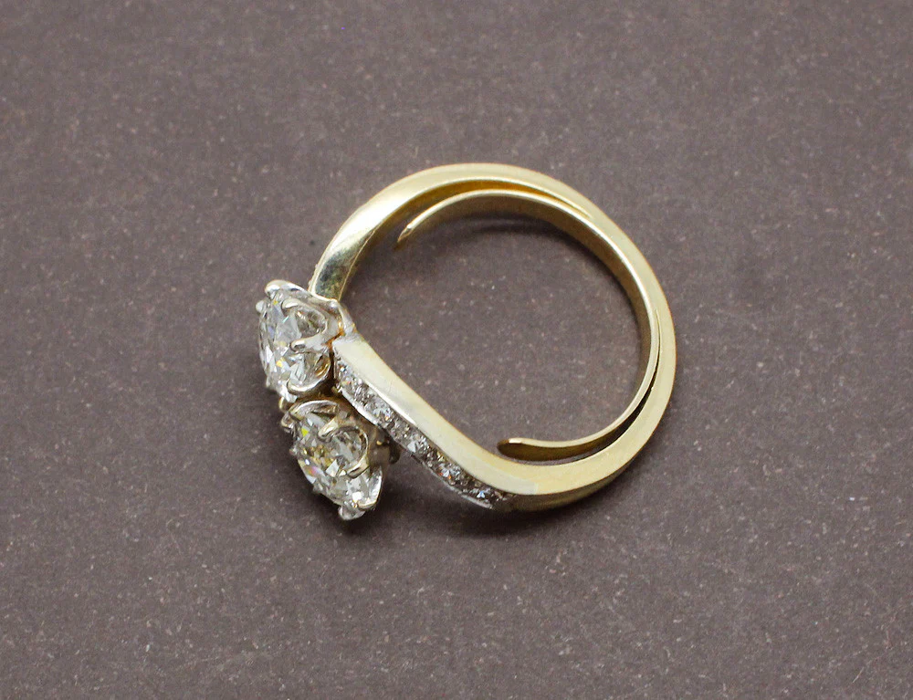 Bague Toi et Moi Diamants Or et Platine - Image 3
