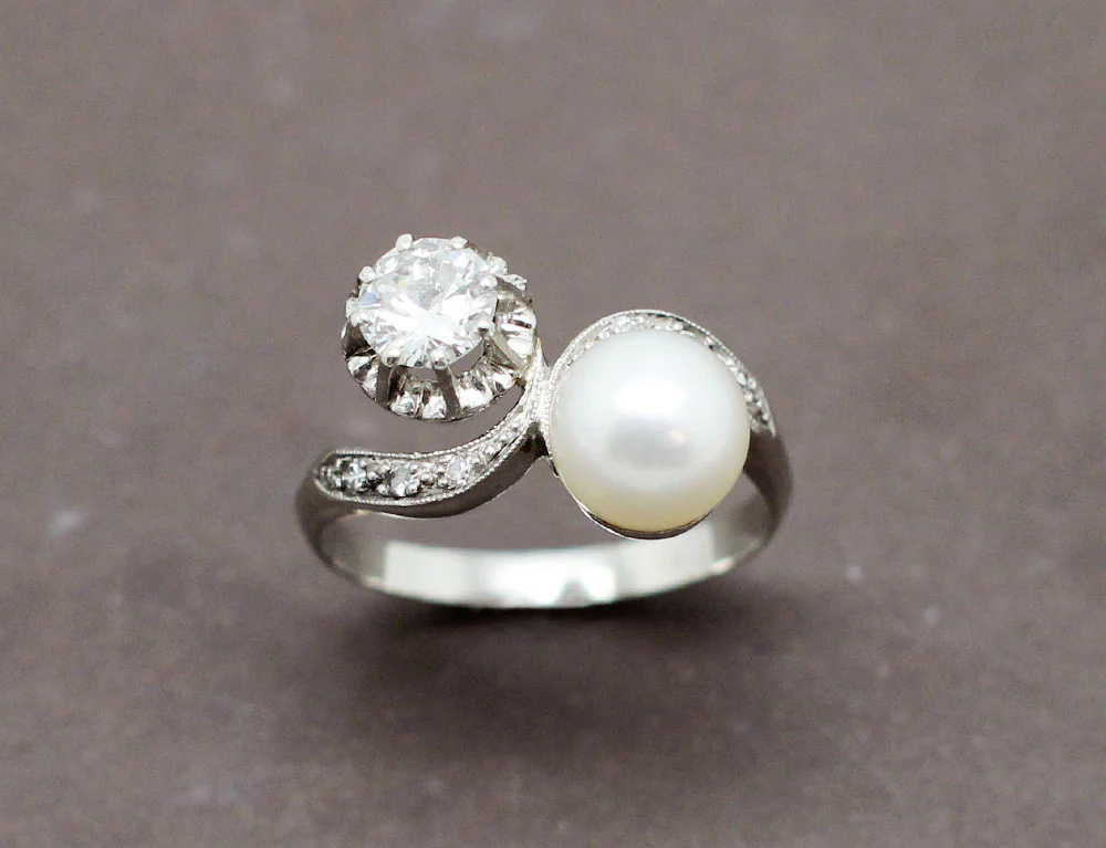 Bague Toi et Moi Diamant Perle - Image 2