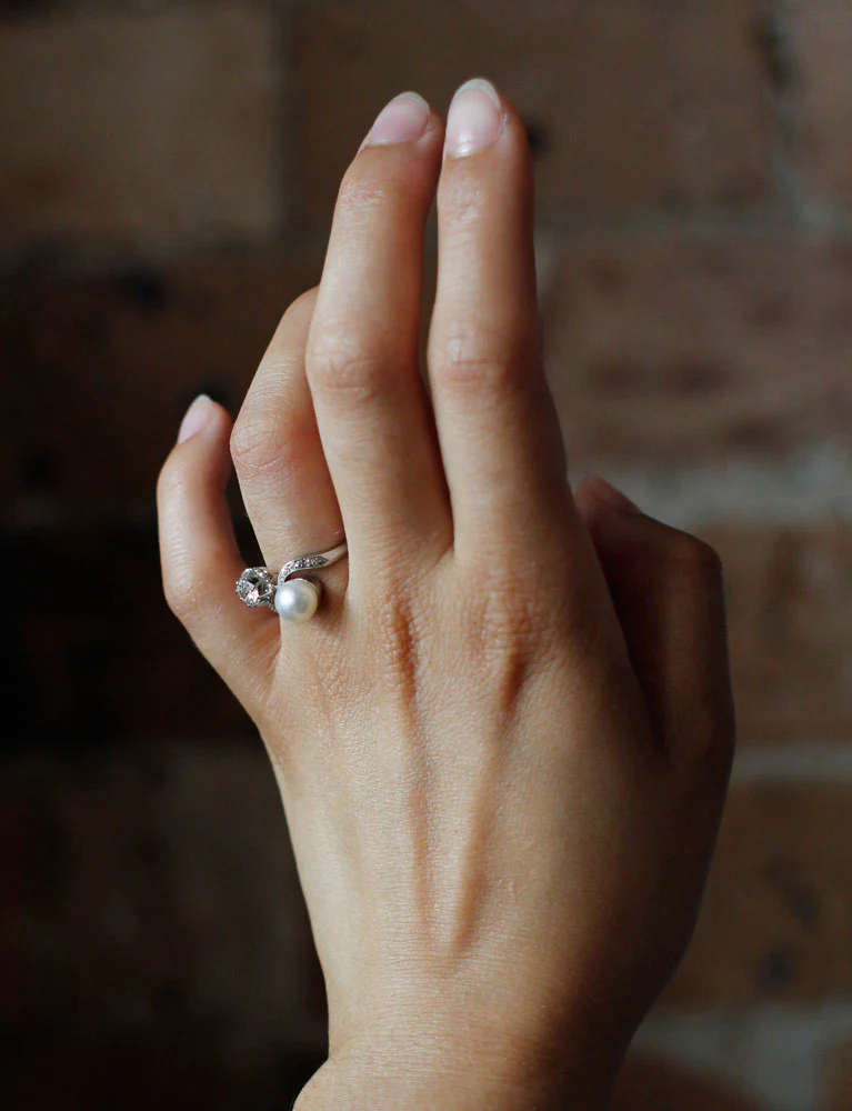 Bague Toi et Moi Diamant Perle - Image 7