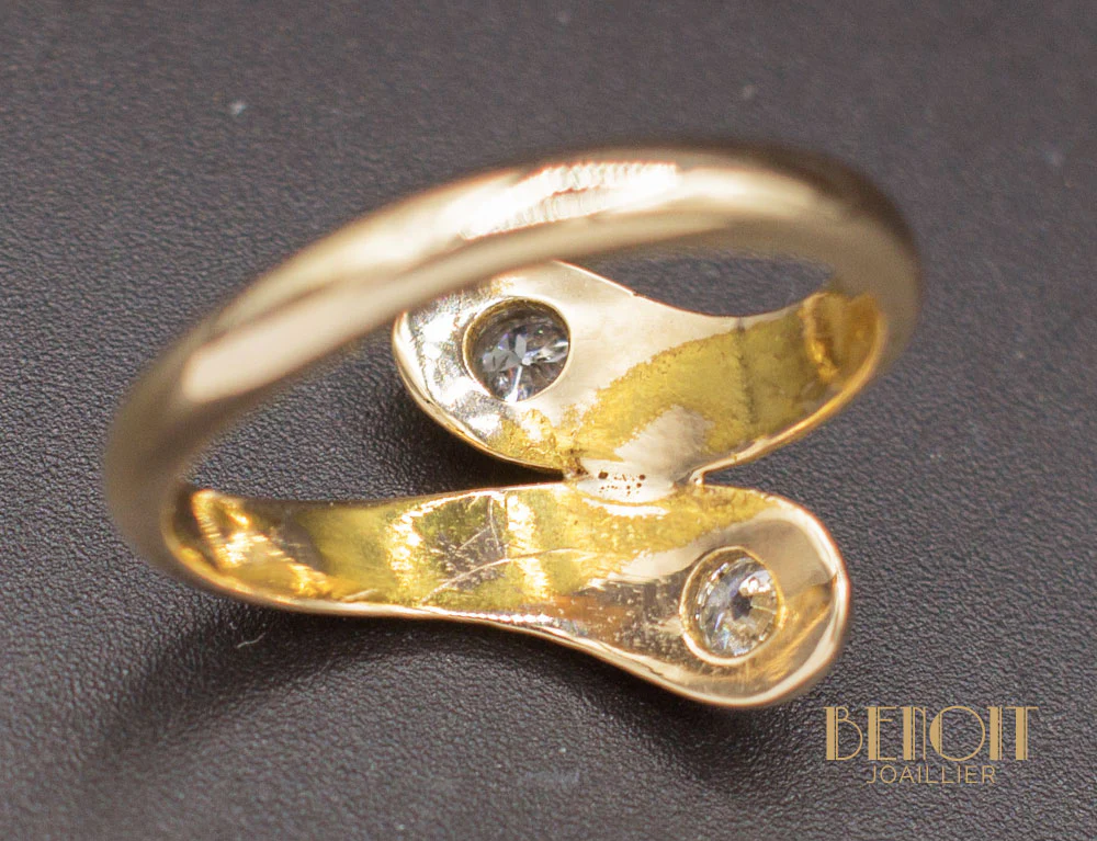 Bague Toi et Moi Martelée Diamants - Image 6