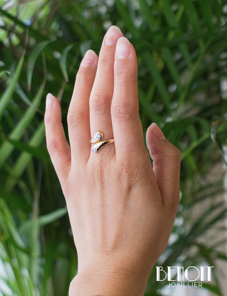 Bague Toi et Moi Martelée Diamants - Image 7