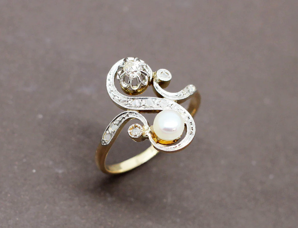 Bague Toi et Moi Perle Diamant