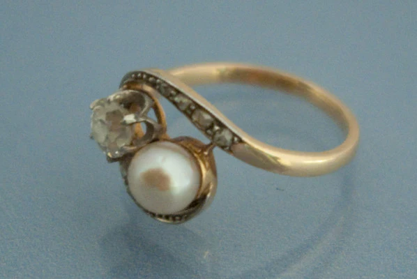 Bague Toi et Moi Perle et Diamant - Image 2