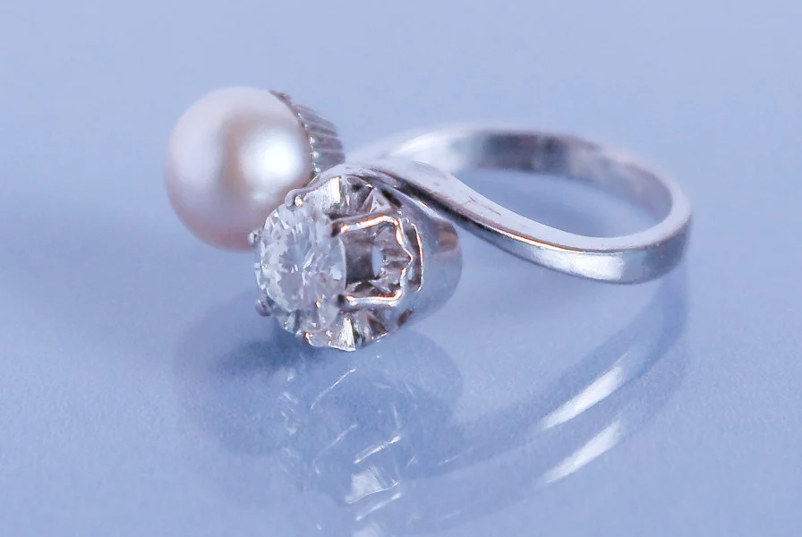Bague Toi et moi Perle et diamant - Image 2