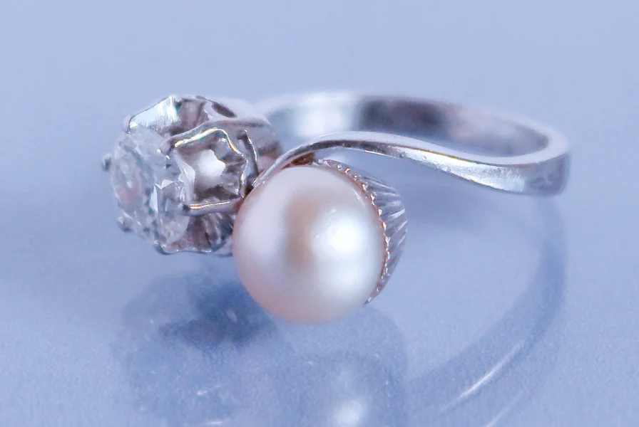 Bague Toi et moi Perle et diamant - Image 4