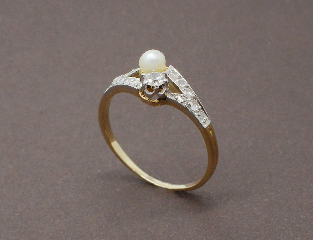 Bague Toi et Moi Perle et Diamants - Image 3