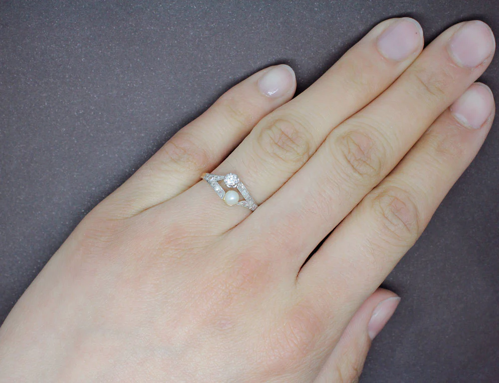 Bague Toi et Moi Perle et Diamants - Image 4