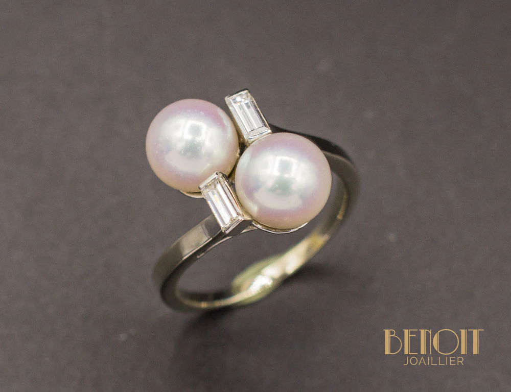 Bague Toi et Moi Perles Diamants