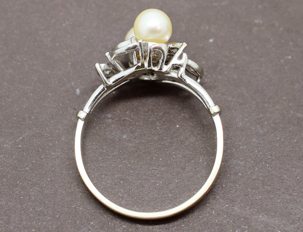 Bague Toi et Moi Perles Diamants - Image 4