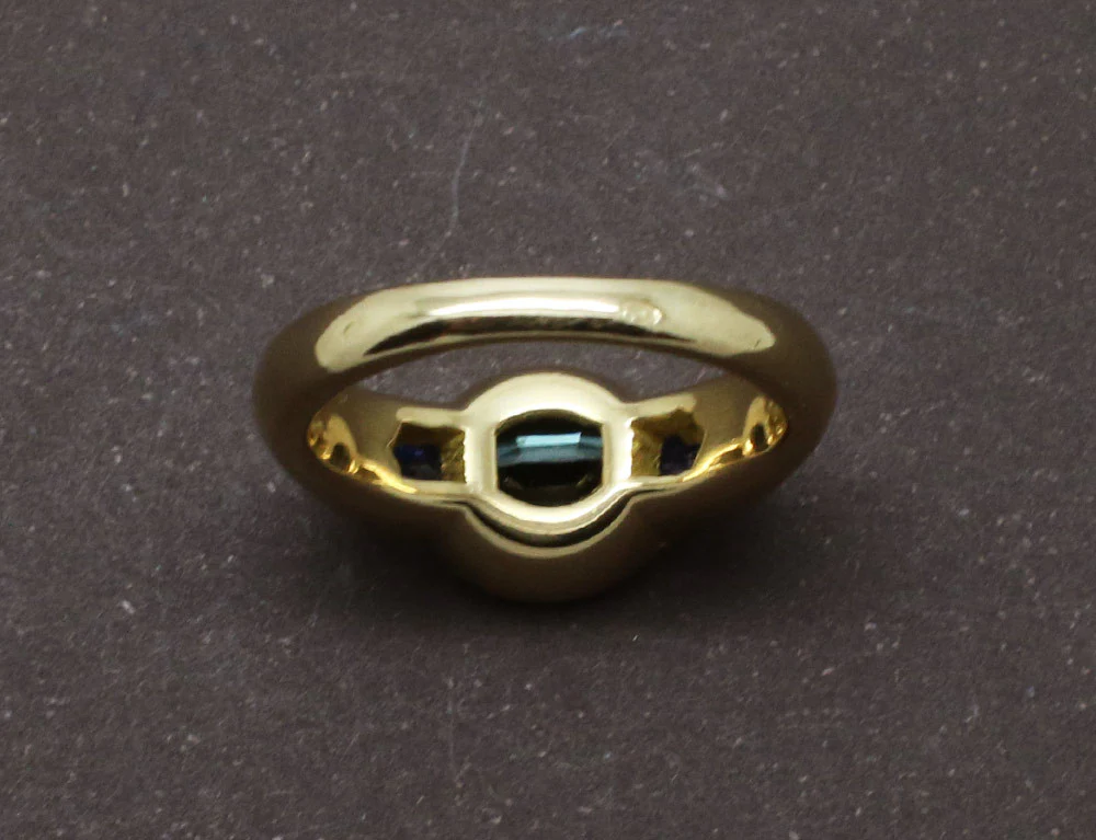 Bague Tourmaline et Saphirs en Or Jaune - Image 5