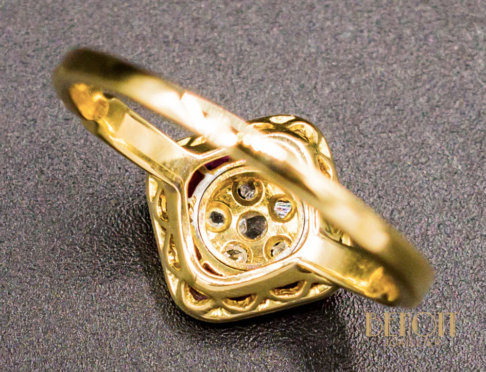 Bague Vintage Rubis Diamants - Image 6