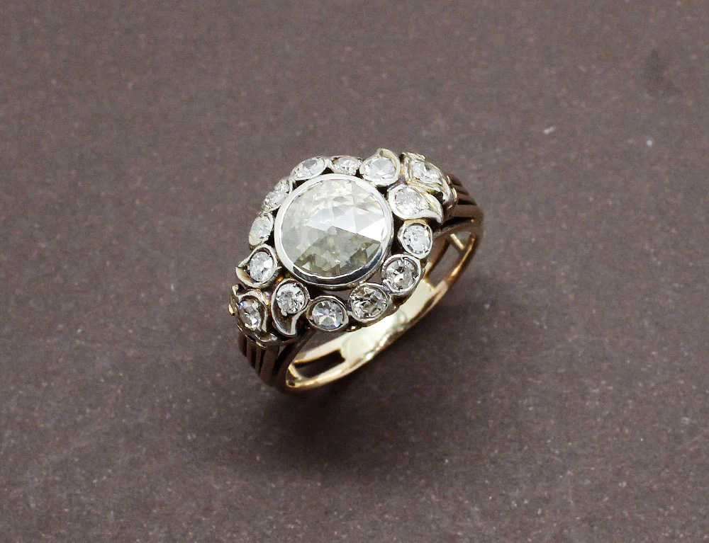 Bague XIXe Diamant Taille Rose