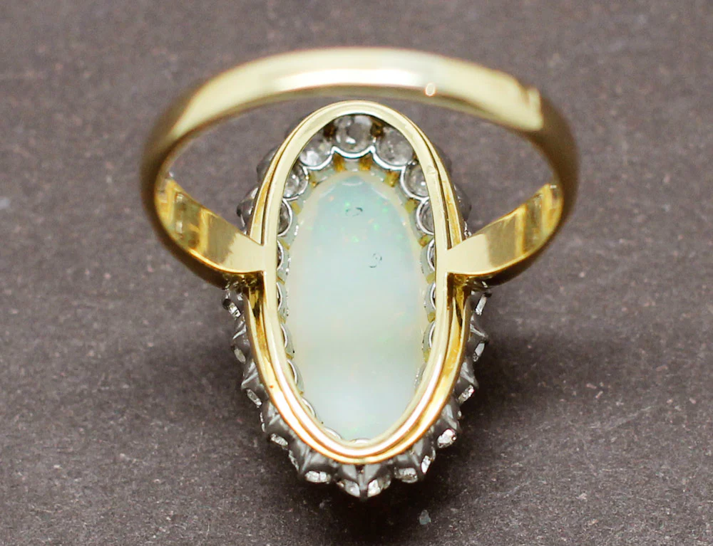 Bague XIXe Opale Blanche et Diamants - Image 7