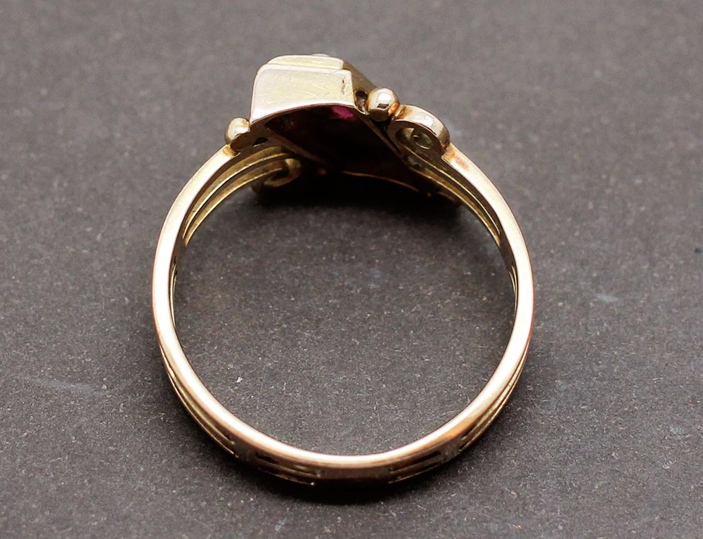 Bague XIXe Or Perles et Verneuil - Image 5