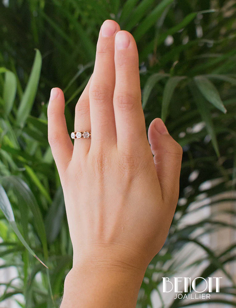 Bague XIXe Trois Diamants - Image 6