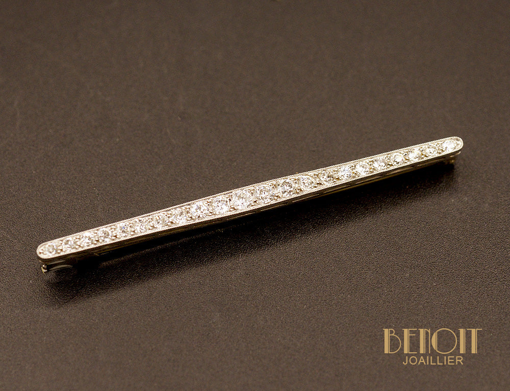 Broche Barrette Diamants Art déco