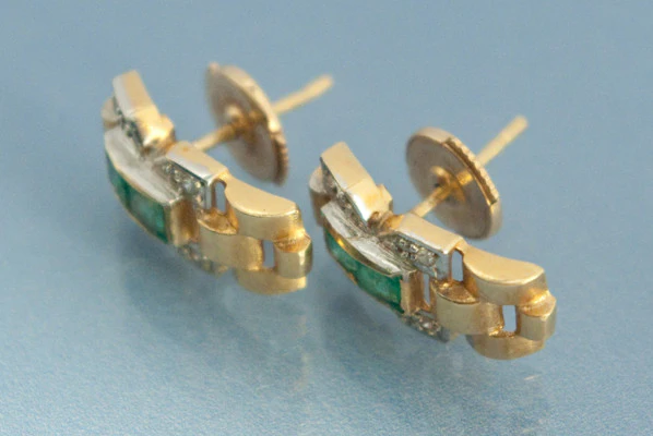 Boucle d'oreille Emeraudes et Or - Image 2