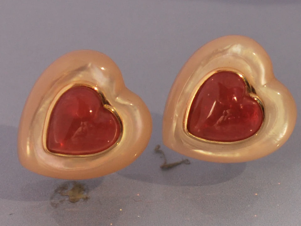 Boucles d oreille coeur nacre tourmaline