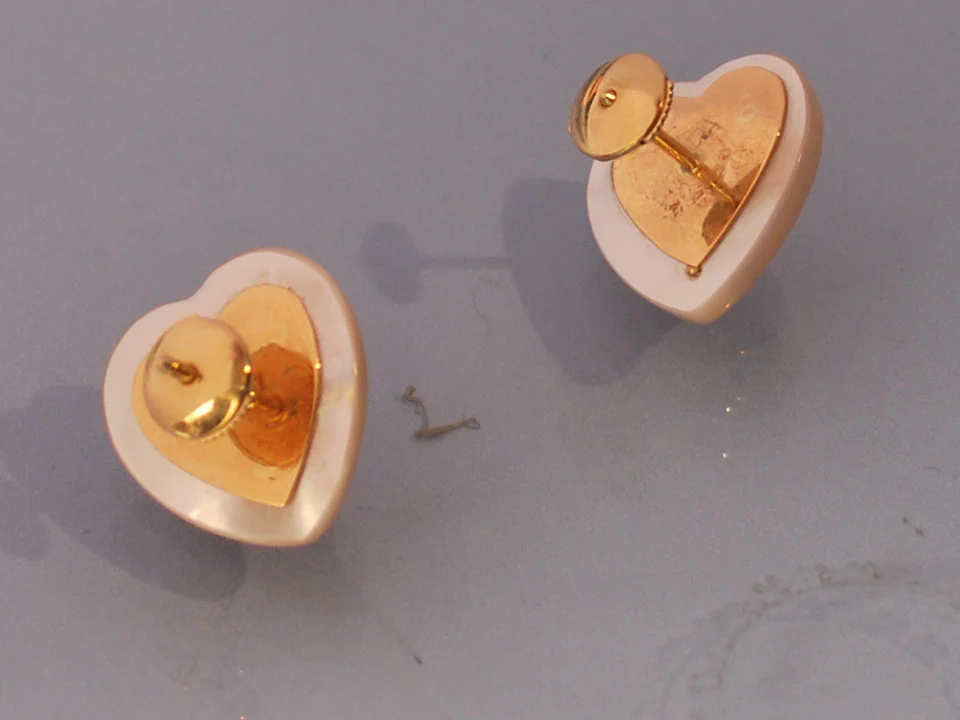 Boucles d oreille coeur nacre tourmaline - Image 2