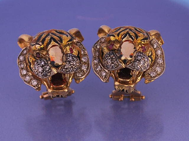 Boucles d oreille Or Email et diamants - Image 2