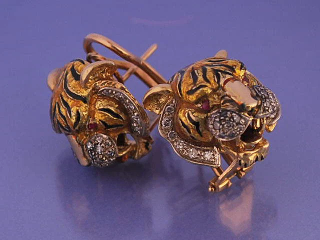 Boucles d oreille Or Email et diamants - Image 4