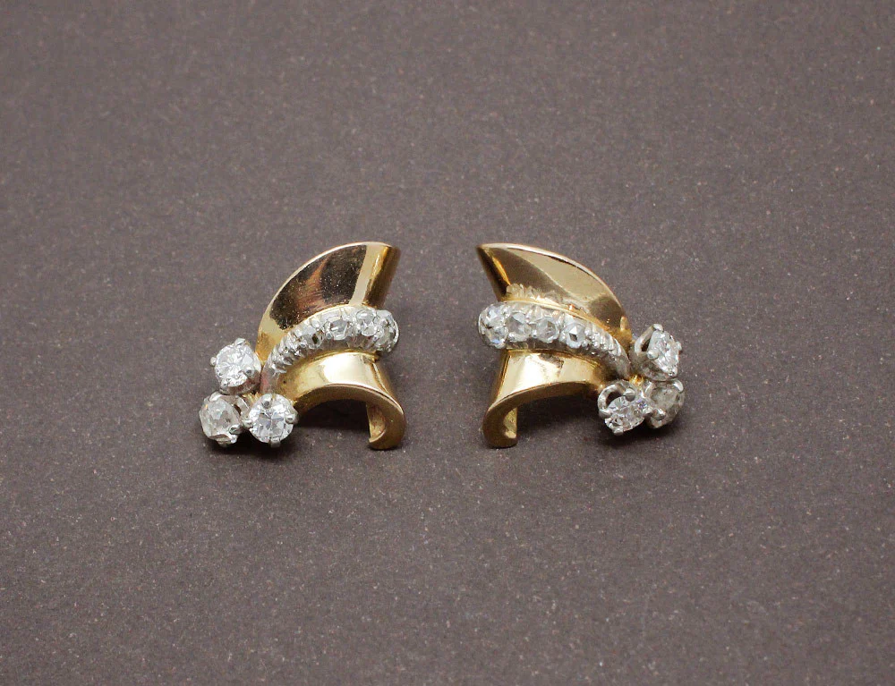 Boucles d'Oreilles 1950 Or et Diamants