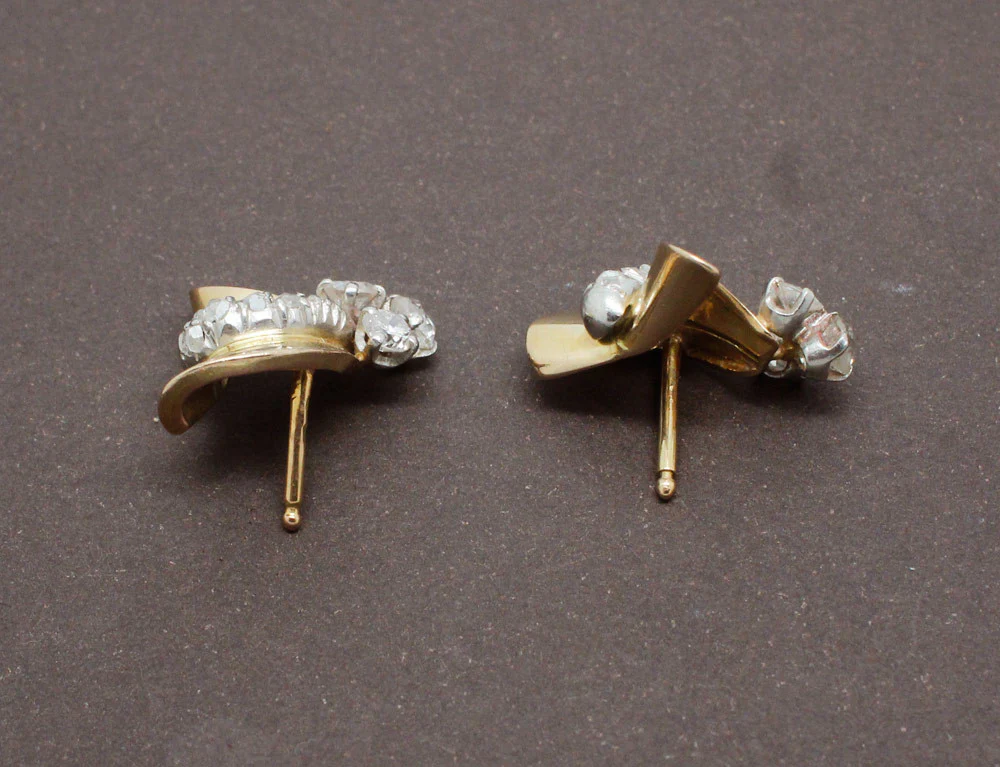 Boucles d'Oreilles 1950 Or et Diamants - Image 4