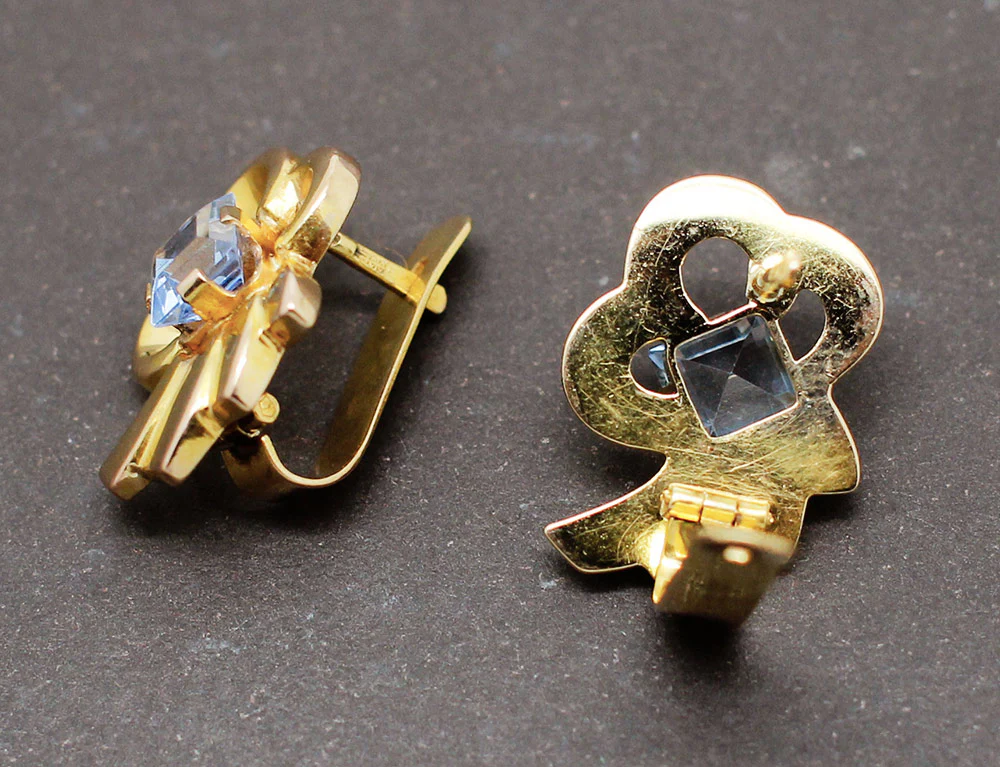 Boucles d'Oreilles 1950 Or Aigues-Marines - Image 3