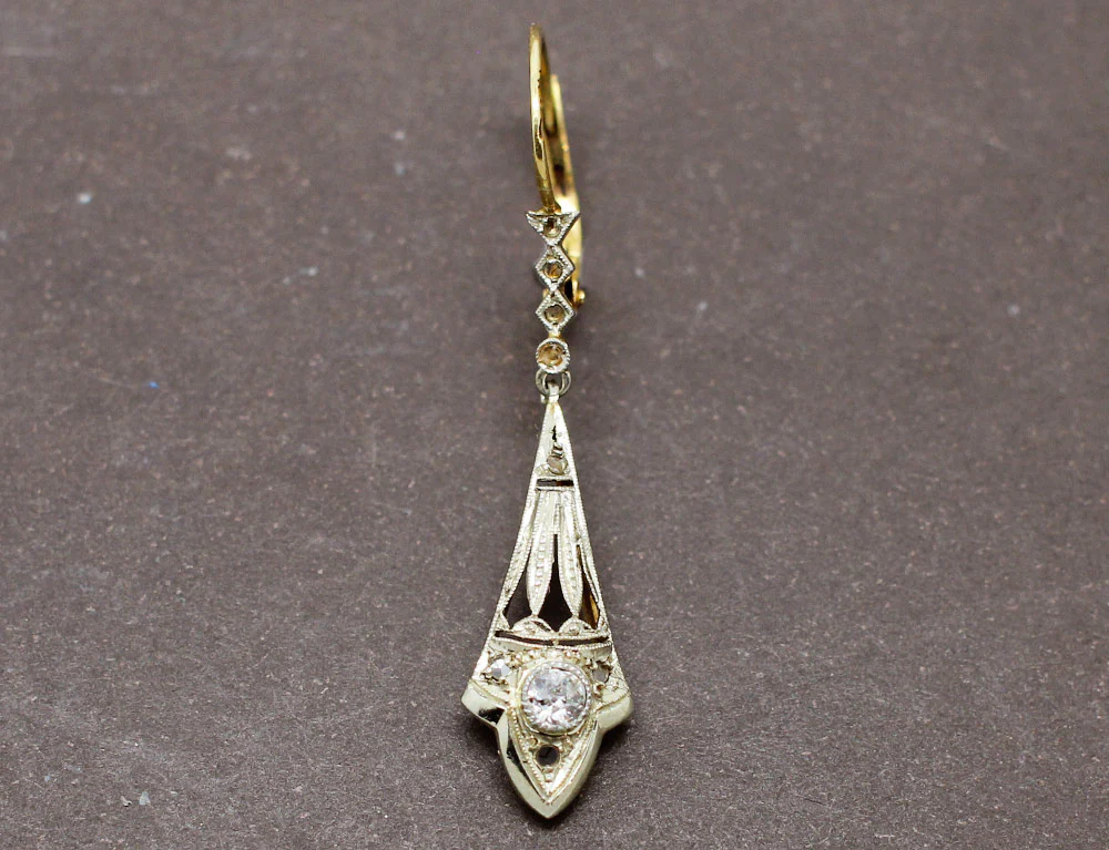 Boucles d'Oreilles Art Déco 2 Ors Diamants - Image 2