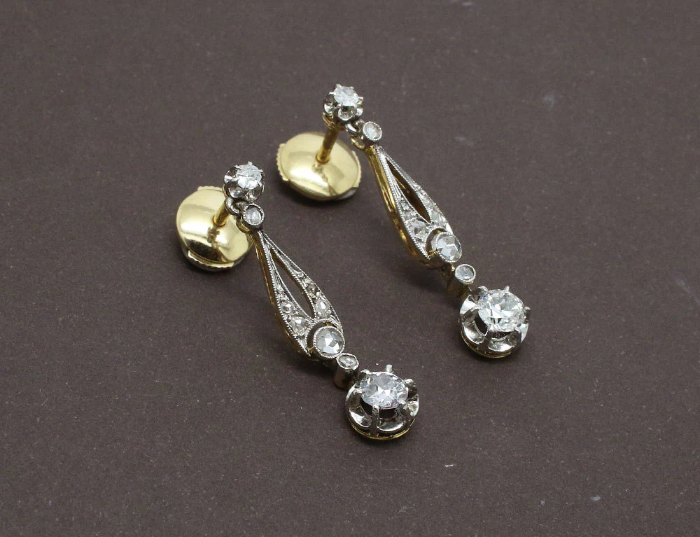 Boucles d'Oreilles Art Déco Diamants - Image 2