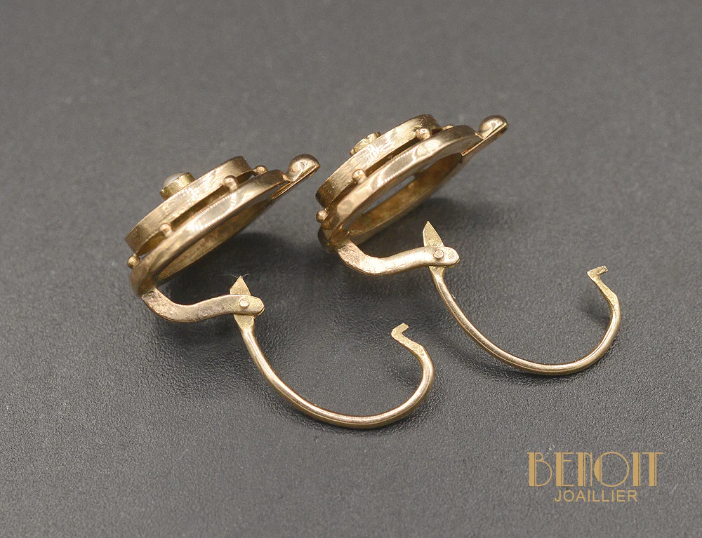 Boucles d'Oreilles Dormeuses en Or rose et Perles fines - Image 4