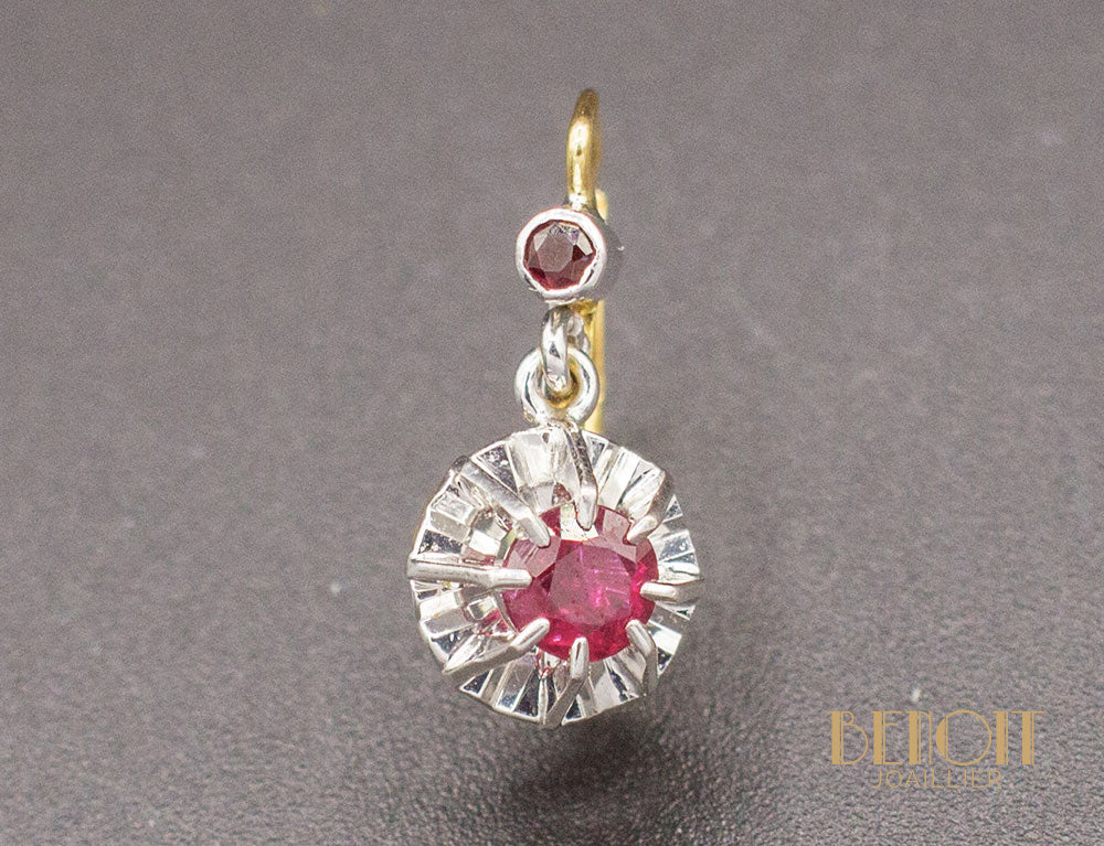 Boucles d'Oreilles Dormeuses Rubis - Image 2
