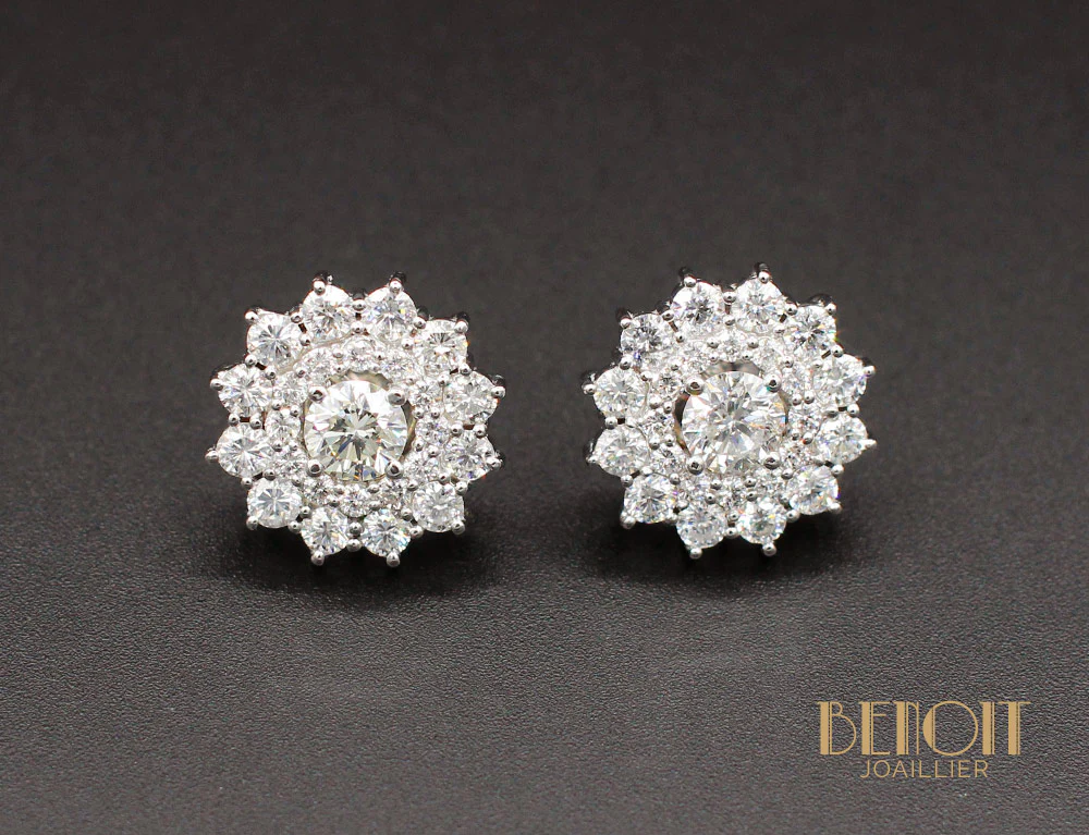 Boucles d'Oreilles Flocons En Diamants