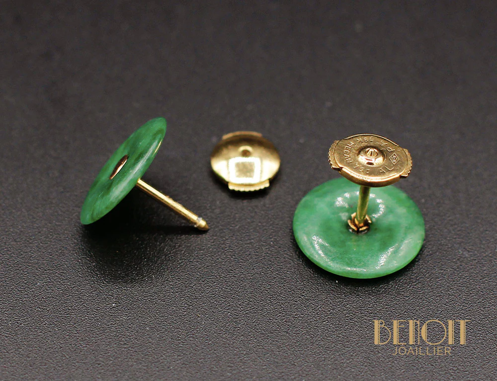 Boucles d'Oreilles "Les Recyclés" Jade Art Déco - Image 3