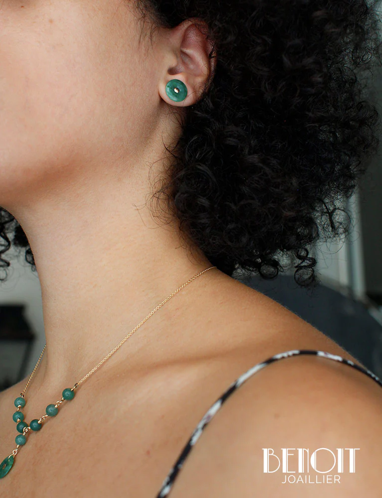 Boucles d'Oreilles "Les Recyclés" Jade Art Déco - Image 4
