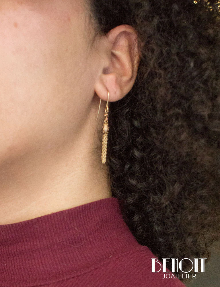 Boucles d'Oreilles "Les Récyclés" Pompons Or Jaune - Image 4
