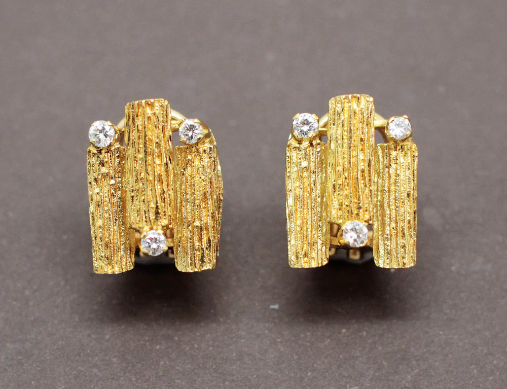 Boucles d'Oreilles Modernes Or Diamants