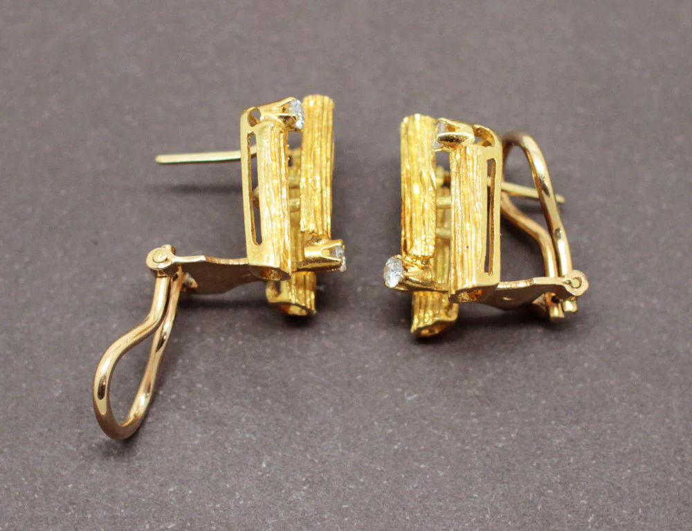 Boucles d'Oreilles Modernes Or Diamants - Image 3