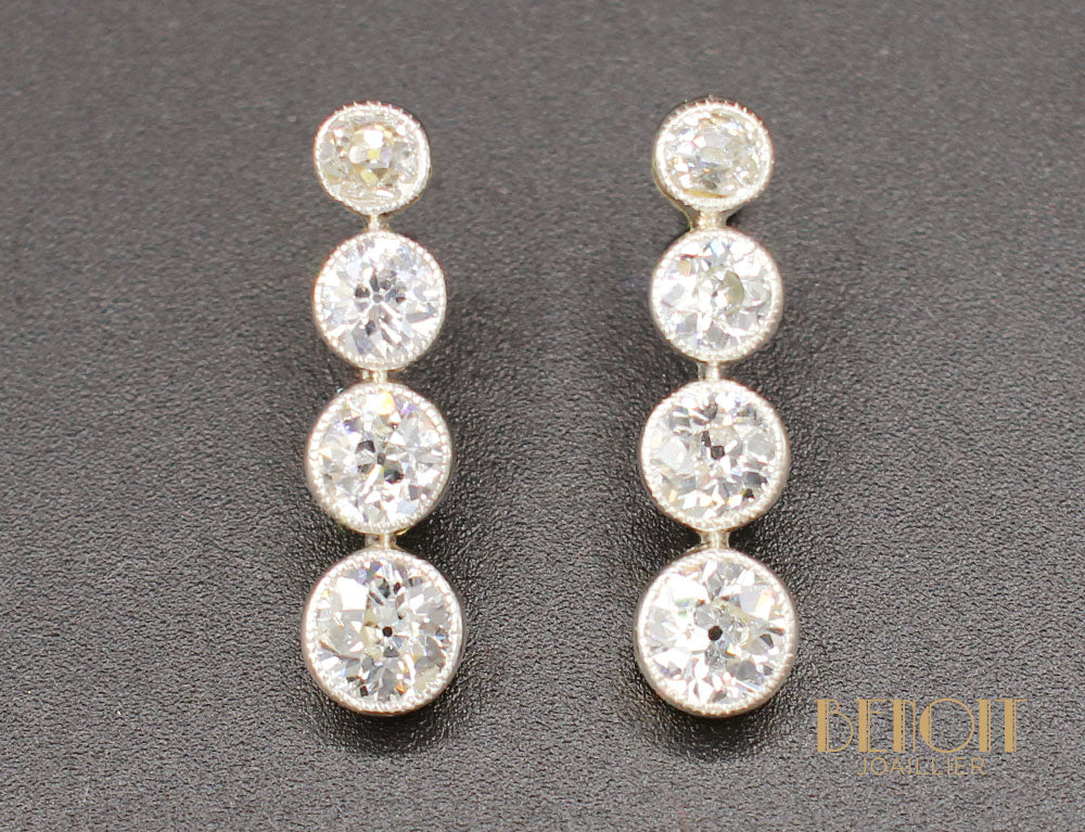 Boucles d'Oreilles Pendantes Diamants